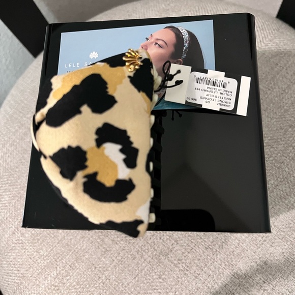 🍁ON SALE🍂LELE SADOUGHI NWT AUTHENTIC LEOPARD SIMONE KNOTTED SILK HAIR CLAW CLIP - Picture 13 of 14